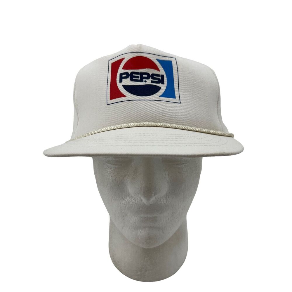 Vintage Pepsi Hat Mens Snapback White Adjustable Cap Soda Stylemaster‎ Made USA